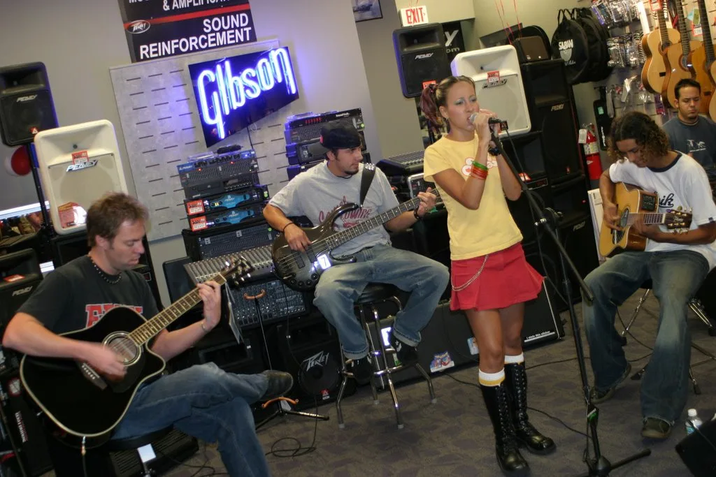 Acoustic in-store set at a guitar shop