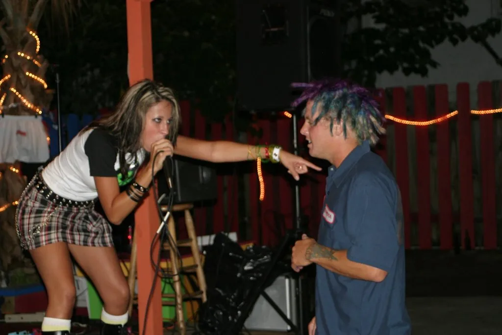 Working the crowd at O'Malley's